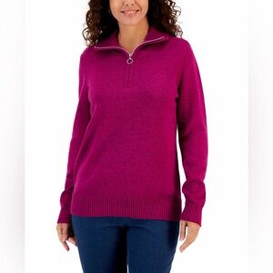 KAREN SCOTT Cotton Marl Zip Sweater, Created for Macy's New Red Amore Marl M